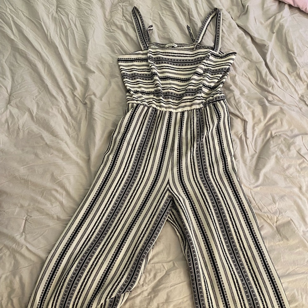 black & white patterned jumpsuit